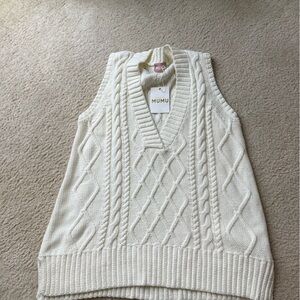Show me your mumu Cream Cable Knit V-Neck Sweater Vest